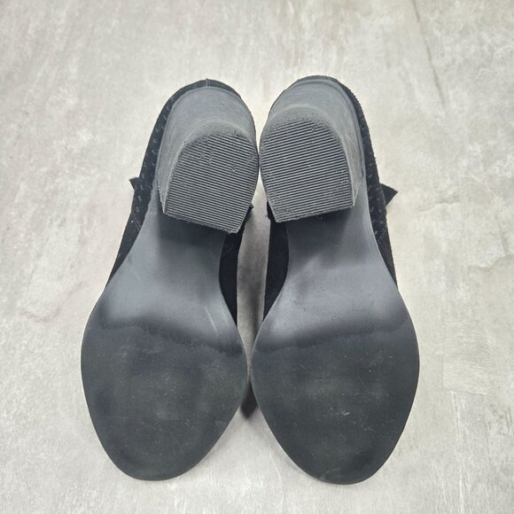 Steve Madden Ankle Boots Womens 7 Black Suede Chunky Block Heel Western Booties - Picture 8 of 10